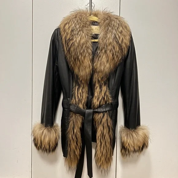 CUSTOM Firenze Lambskin Leather jacket w/ Fox Fur Trim
